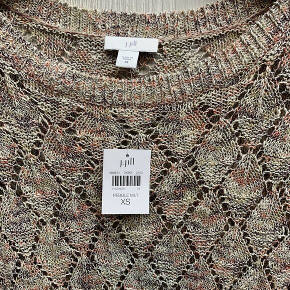 J Jill Pebble Diamond Pointelle Sweater XS NWT - Picture 2 of 4